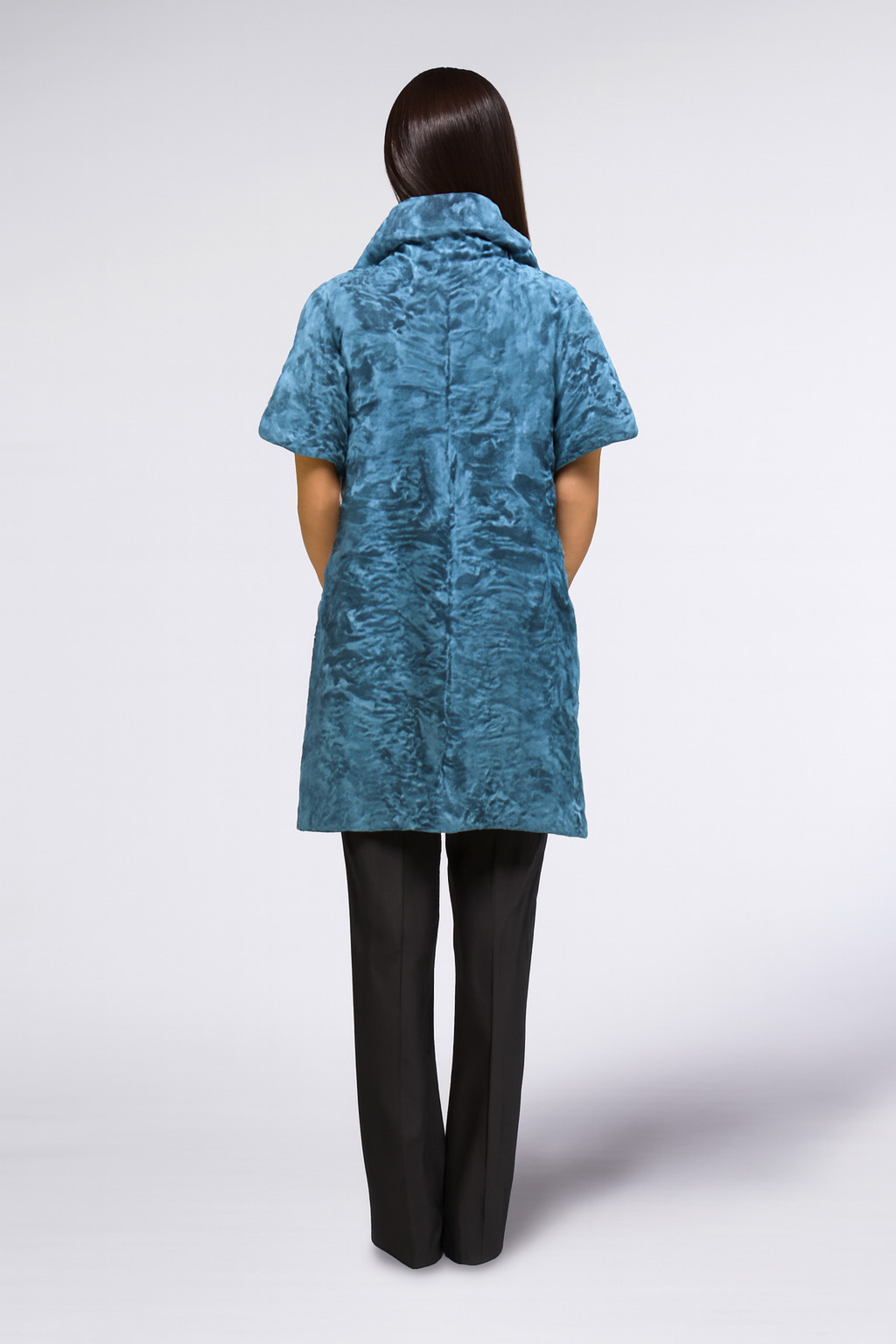 Жакет из каракуля бирюзовый